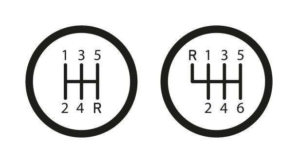 Gear shifter. Icon of car transmission. Manual box of shifter. Symbol of gearbox for stick of auto. Icon of 5 or 6 on lever for speed. Pictogram logo isolated on white background for vehicle. Vector Gear shifter. Icon of car transmission. Manual box of shifter. Symbol of gearbox for stick of auto. Icon of 5 or 6 on lever for speed. Pictogram logo isolated on white background for vehicle. Vector. gearstick stock illustrations