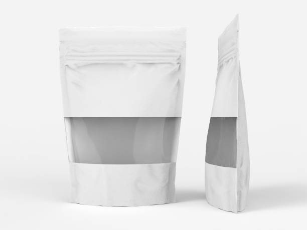 istock White paper doypack stand up packaging pouch with zipper on white background with clear window 1349168633