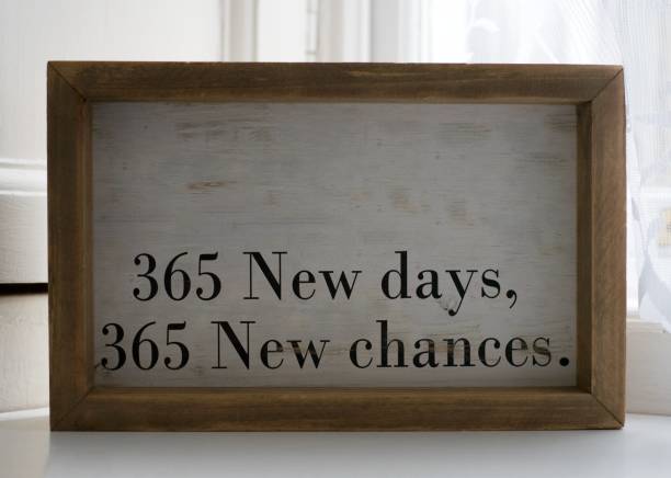 Frame with message of hope for the new year "365 New days. 365 New chances" Concept of future, opportunities, joy and positivism 2023 2022 stock pictures, royalty-free photos & images