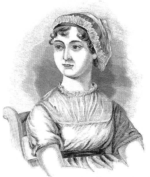 Antique illustration - Harper's Magazine - portrait of Jane Austen vector art illustration
