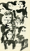 istock Crowd of curious people. Graphic drawing. 1349171274