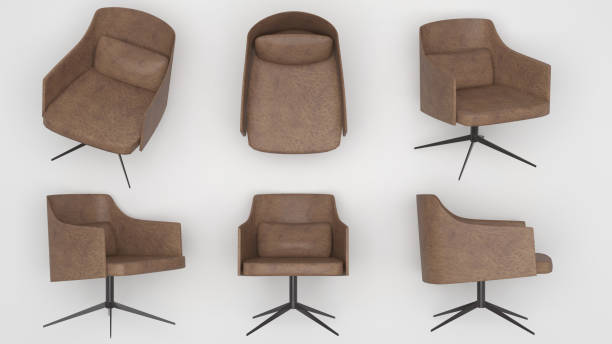 istock Brown leather chair on white background, top view, side 1349172595