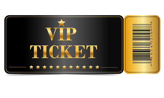 VIP golden ticket on black background