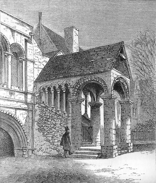 istock Antique illustration - Harper's Magazine - Norman staircase - England 1349173133