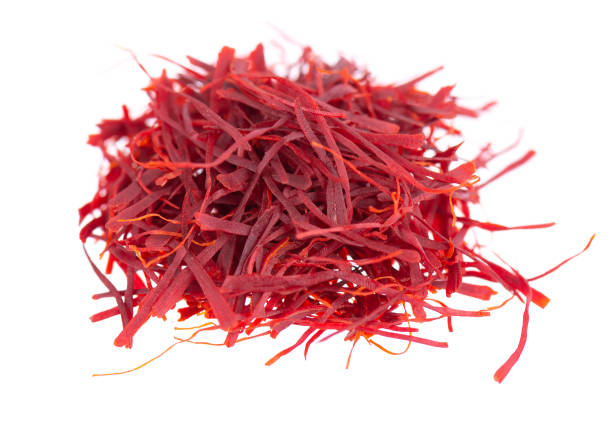 istock Saffron isolated on white background. Natural dry saffron threads, from crocus flowers. Clipping path. 1349174119