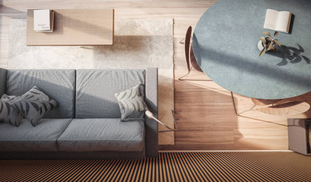 istock 3D image of a living room interior from above 1349176769