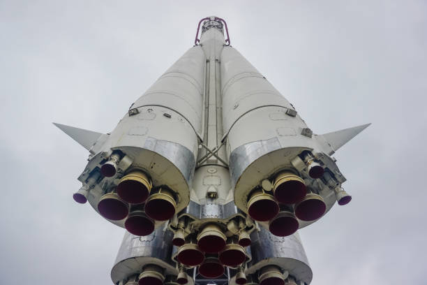 Space rocket in VDNKh park in Moscow Space rocket in VDNKh park in Moscow. Beautiful architecture in Russia model rocket stock pictures, royalty-free photos & images