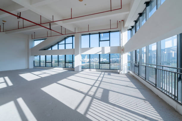 Undecorated interior space of office building