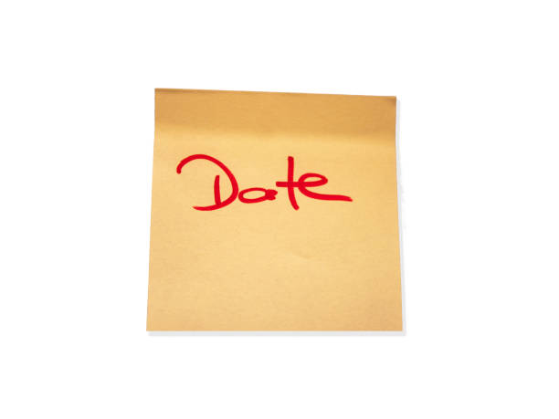 istock Yellow note with the word Date in red 1349187357