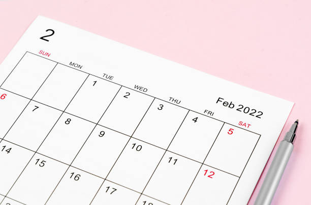 istock February 2022 calendar sheet with pen 1349188502