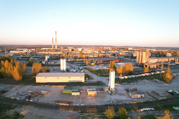 istock Ready mix concrete batching plant. Producing oncrete and portland cement mortar for construction and formworks. 1349191546