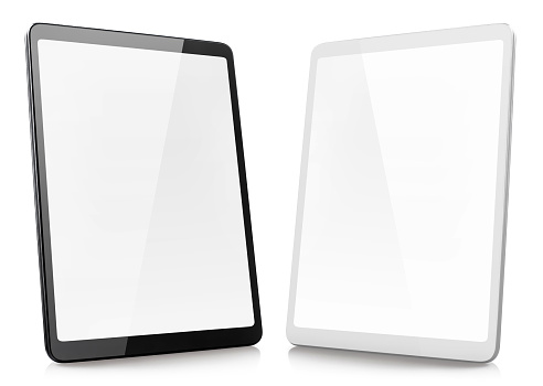Black and white tablets on white