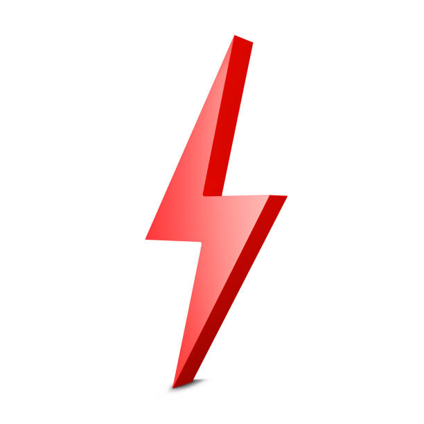 istock Red lighting symbol isolated on white background, 3D rendering 1349193851