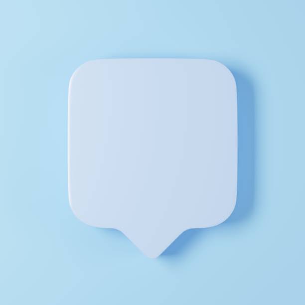 istock Blank blue speech bubble icon on blue background for social media messages 1349193868