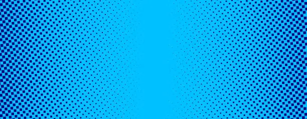 Vector illustration of Vertical gradient of blue squares. Halftone texture. Vector illustration Monochrome dots background.