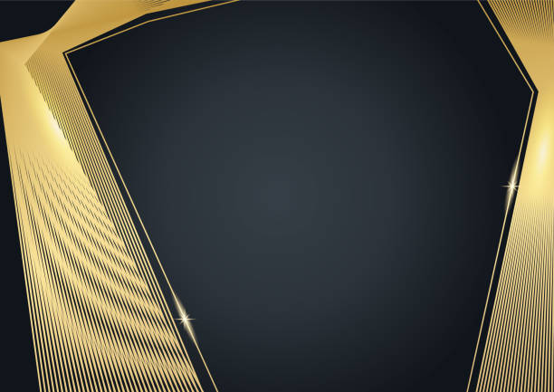 istock Abstract dark grey metallic gold light luxury design modern futuristic background vector illustration. Abstract golden waves on black background. Abstract luxurious black background with golden line. 1349199277