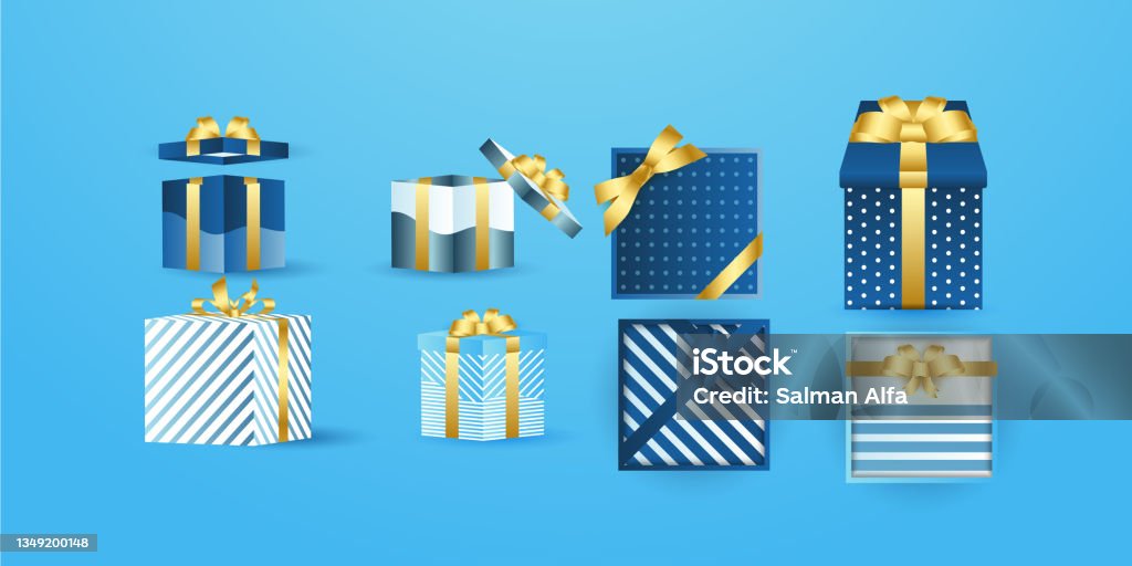 Competition Boxes Various White Boxes With Gold Ribbon Bows Mockup Any Competition Winner ...