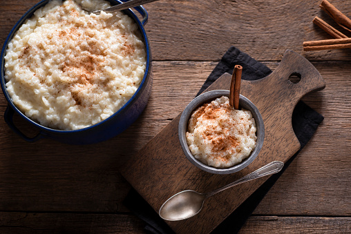 Homemade Rice Pudding with a Cinnamon Stick