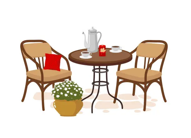 Vector illustration of TABLE CHAIRS CAFE