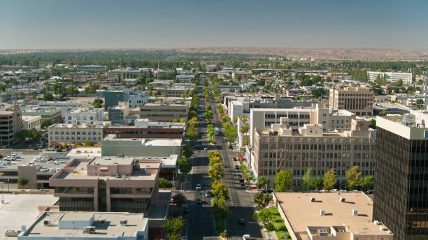 Chester Avenue in Downtown Bakersfield, CA - Aerial