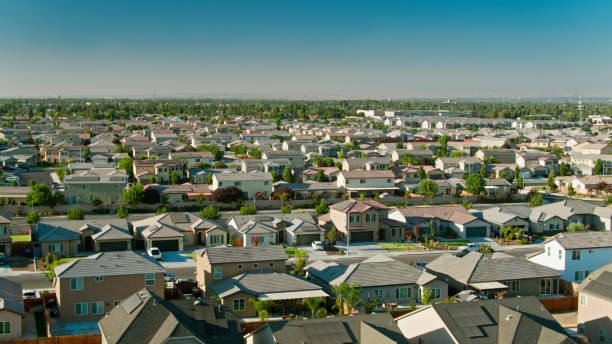 istock Drone Flight Over Suburban Streets in Bakersfield, CA 1349200917