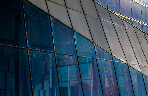 istock Closeup of modern building tower in Madrid, Spain 1349203377