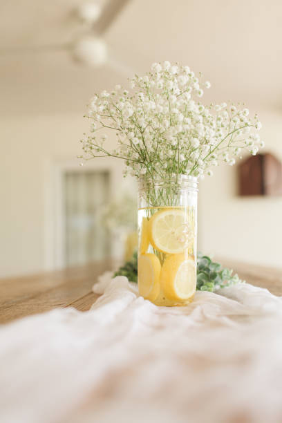 istock Simple Lemon, Eucalyptus & White Flower Baby Shower Decor 1349203782