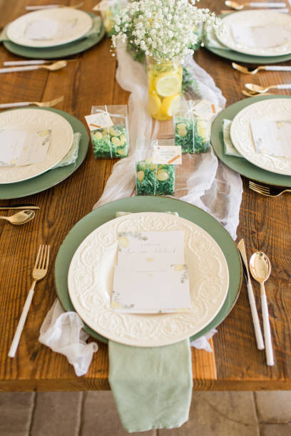 istock Simple Lemon, Eucalyptus & White Flower Baby Shower Decor 1349204681