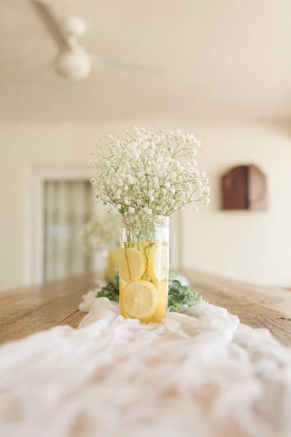 istock Simple Lemon, Eucalyptus & White Flower Baby Shower Decor 1349204867