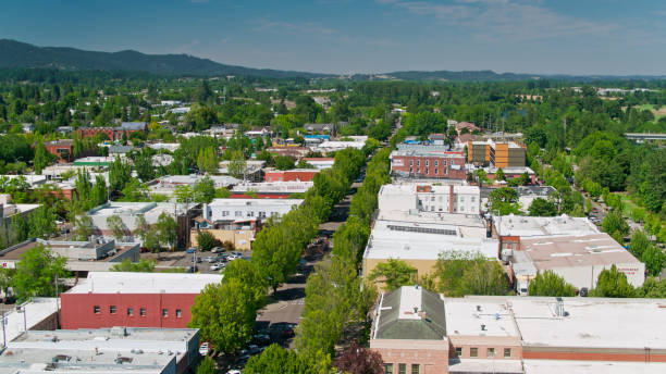 istock Downtown Buildings in Corvallis, OR - Aerial 1349205765