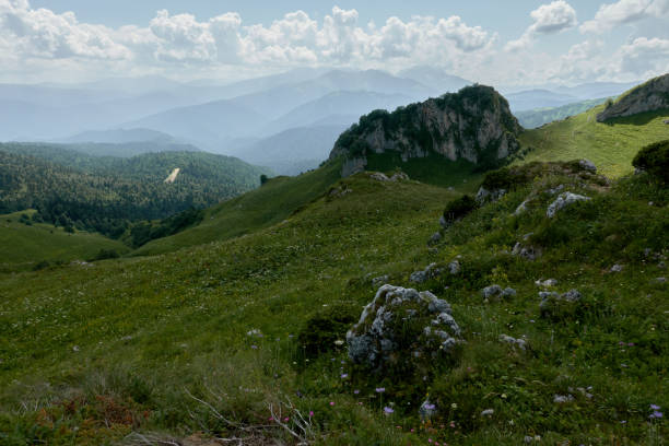 istock Mountain landscape with green valleys. 1349207063