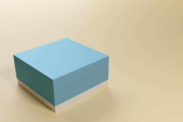 istock Gift box with a blue lid on a yellow background. 3D rendering 1349207372