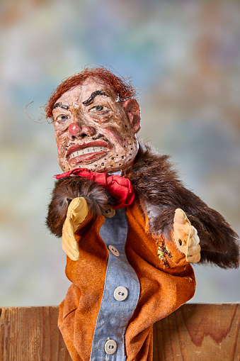 Vintage hand puppet from the 1930s, the red haired bad boy