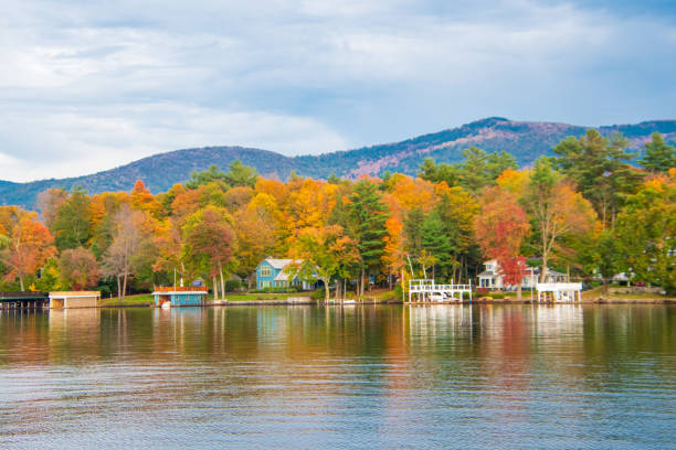 istock Autumn colors on lake shore 1349209983
