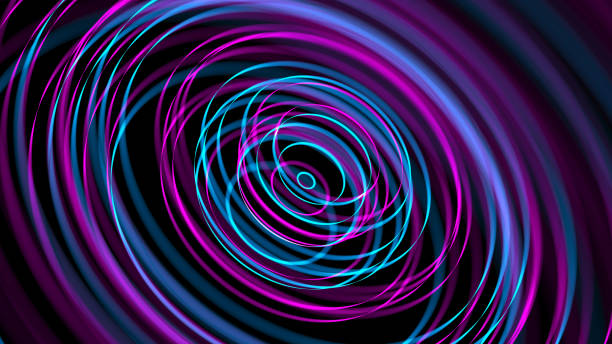 istock Abstract glowing circular background. Colorful neon light spectrum. Pink and blue glowing lines. Futuristic Sci-Fi 3d render. 1349212501
