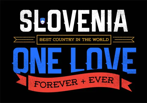 Vector illustration of Country Inspiration Phrase for Poster or T-shirts. Creative Patriotic Quote. Fan Sport Merchandising. Memorabilia. Slovenia.