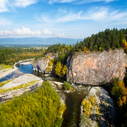 Holidays in Poland - aerial view of the Białka River gorge in Malopolskie province