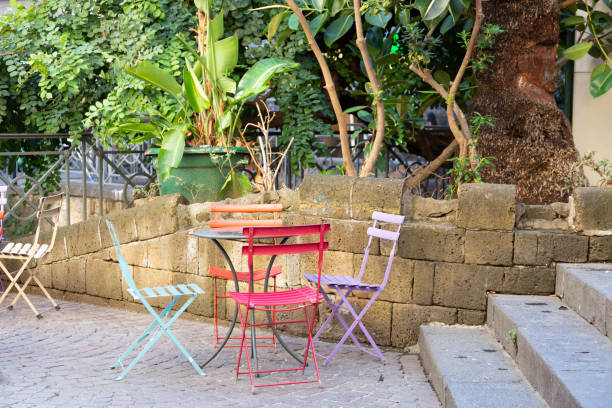 istock Terrace table and chairs on a square in Naples, Italy 1349215956