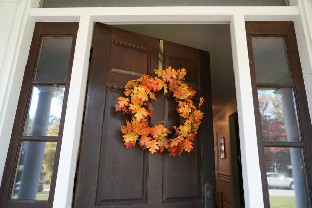 istock Autumn Leaf Door Wreath 1349217432