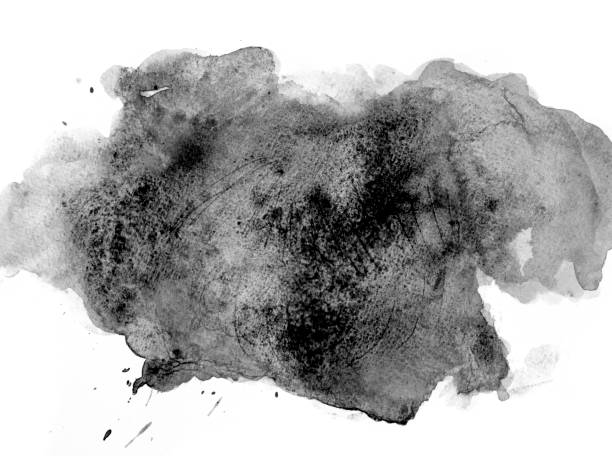 istock Black watercolor spot on white 1349223388