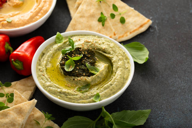 istock Basil hummus with olive oil 1349223722