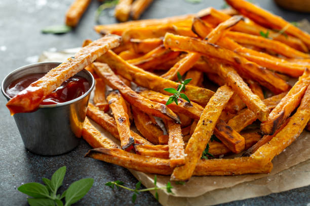 istock Sweet potato fries with sauces 1349223765
