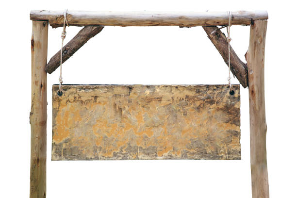 istock Wooden sign hanging from rope 1349226596