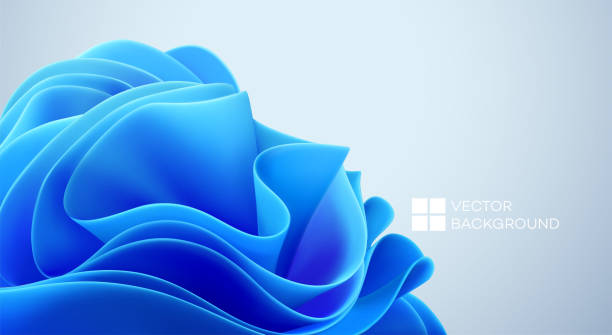blaue wellenformen auf schwarzem hintergrund. 3d trendiger moderner hintergrund. blaue wellen abstrakte form. vektor-illustration - origami action vector design stock-grafiken, -clipart, -cartoons und -symbole
