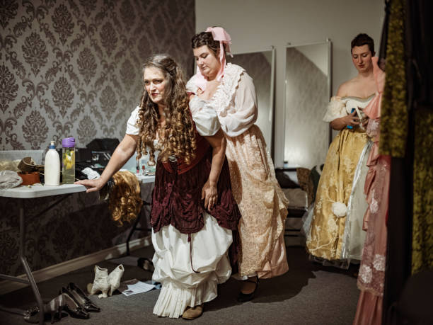 istock Three Actresses in period costume in dressing room 1349231616
