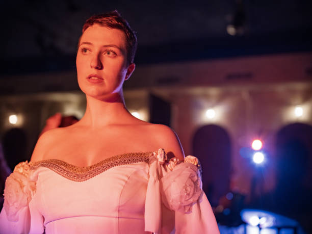 istock Young Actress in period costume on stage 1349232354