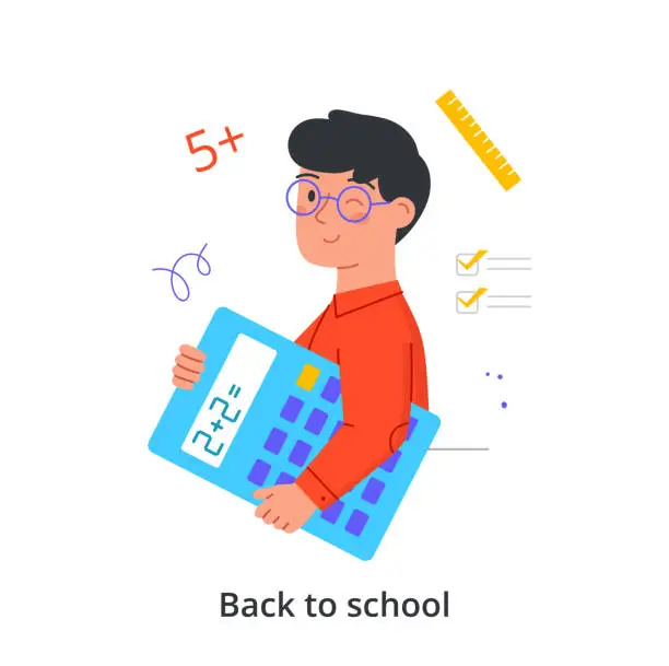 Vector illustration of Boy back to school