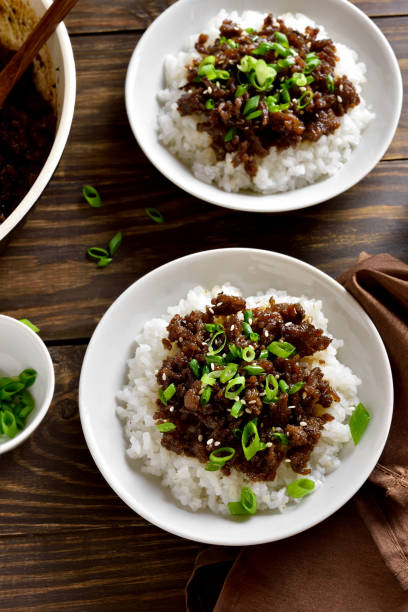 istock Korean ground beef and rice bowls 1349233878