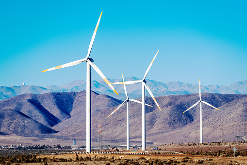 wind turbines in the desert of Atacama