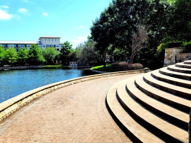 istock Curved artistic stair steps to Lake path 1349235539
